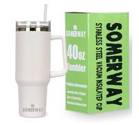 Somerway Taza de Viaje de 1182 ml 40oz con asa y Pajita, Taza de café de Acero Inoxidable con Tapa, Taza de café para Llevar, Termo para café frío y Caliente, Taza de Viaje de Alta Capacidad