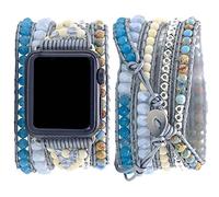 Somesame Compatible con Apple Watch Band 40 mm 38 mm Boho Beads Pulseras, multicapa 5 envolturas de cuero hecho a mano cuerda trenzada correa de reloj hombres mujeres pulsera para iWatch SE Series 6