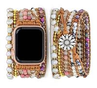 Somesame Compatible con Apple Watch Band 44 mm 42 mm Boho Beads Pulseras, multicapa 5 envolturas Pearl Daisy Floral Correa de reloj trenzada hecha a mano para iWatch SE Series 6 5 4 3 2