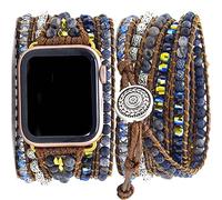 Somesame Compatible con Apple Watch Band de 41 mm, 40 mm, 38 mm, cuentas bohemias, multicapa, 5 envolturas de cuero, correa trenzada hecha a mano, correa de reloj para iWatch SE Series 7 6 5, marrón