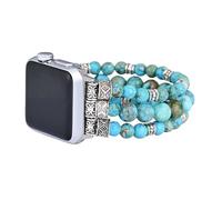 Somesame Pulseras bohemias con cuentas para mujer, compatibles con Apple Watch Band de 45 mm, 44 mm, 42 mm, 46 mm, 49 mm, correa elástica turquesa natural para iWatch Ultra SE Series 10 9 8 7 6 5 4 3