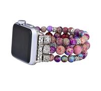 Somesame Pulseras bohemias con cuentas para mujer, compatibles con Apple Watch Band de 45 mm, 44 mm, 42 mm, 49 mm, color morado natural, correa elástica hecha a mano para iWatch Ultra SE Series 9, 8,