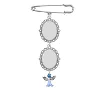 Something Blue Memorial Photo Charm Pin para ramo de boda, boutonniere ala angélica para novia novio conmemorativo para boda, talla única, como se describe