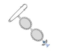 Something Blue Memorial Photo Charm Pin para ramo de boda, boutonniere con ala angélica para novia, novio, novia, accesorio de boutonniere, One Size, como se describe