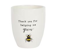 Something Different Encantadora Maceta de cerámica con Texto en inglés Thank You For Helping Me Grow, 13 cm x 11 cm (1 Unidad), Adorable ilustración de Abeja, Texto de Agradecimiento Dulce, Regalar a