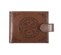 Something Different Wholesale Cartera de brújula vikinga | Cartera de piel sintética con diseño Vegvisir en relieve | Regalo de mitología nórdica para hombres