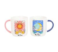 Something Different Wholesale Celestial Dreams Tea Ritual Set: taza de sol y luna inspirada en el tarot, decoración única para el hogar, regalo para soñadores