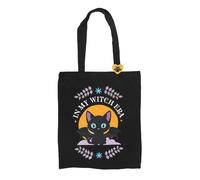 Something Different Wholesale In My Witch Era - Bolsa de polialgodón con pin esmaltado, diseño místico en mi era de bruja, gato negro con alas de murciélago, duradera y espaciosa, ideal para almas de