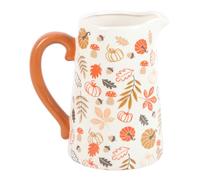 Something Different Wholesale Jarra rústica de cerámica otoñal: decoración de temporada con diseño de hojas y calabaza, perfecta para temas de cosecha, mejora tus flores de otoño