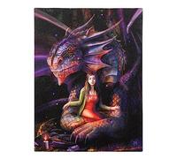 Something Different Wholesale Lienzo de dragón de 19 x 25 cm, diseño de dragón de Anne Stokes, Decoracion Pared en Lienzo, Impresión de Tesoro y Dragón Blanco