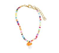 Something Different Wholesale Pulsera de cristal con dije de seta de seta - Diseño elástico de cuentas multicolor, hongo naranja caprichoso, incluye etiqueta informativa, joyería única inspirada en la