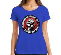 Sometimes Antisocial But Always Anti Statement - Camiseta para mujer, azul, XXL