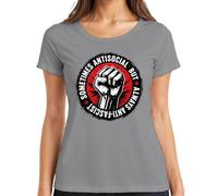 Sometimes Antisocial But Always Anti Statement - Camiseta para mujer, gris, L