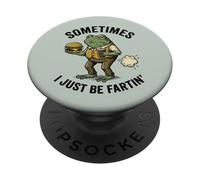 Sometimes I Just Be Fartin Frog Comiendo Hamburguesa Y Soda Divertido PopSockets PopGrip Adhesivo