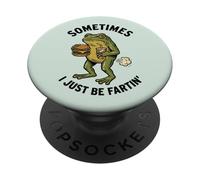 Sometimes I Just Be Fartin Frog Comiendo Hamburguesa Y Soda Divertido PopSockets PopGrip Adhesivo