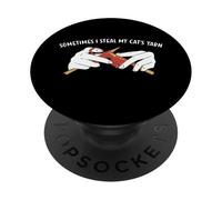 Sometimes I Steal My Cat Yarn Knitting PopSockets PopGrip Adhesivo