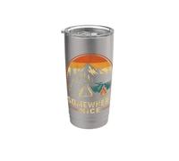 Somewhere Nice Tienda de campaña Montaña Senderismo Lago Retro Vaso térmico de acero inoxidable de doble pared
