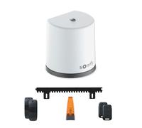 Somfy 1246277 - Motorización Freevia Essential para puerta corredera | Incluye 2 mandos a distancia Keypop RTS, luz intermitente, celdas y 4 m de cremallera | Compatible con aplicación TaHoma