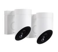 Somfy 1875340 - Pack de 2 cámaras al Aire Libre 2 Blancas, cámaras con detección de Movimiento Inteligente, Sirena integrada de 110 DB, conexión Posible en una luminaria existente, imágenes Full HD