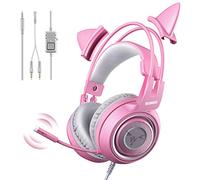SOMIC G951S Auriculares Rosa para Juegos con micrófono, Auricular Rosa Oreja de Gato con 3.5mm con Cable para Xbox One, Switch, PS4, PS5