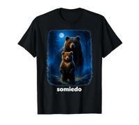 Somiedo Oso Vida Silvestre Naturaleza Parque Amante Par Camiseta gráfica económica, Hombre, Negro, S