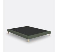 Somier tapizado deco de 12 lamas con patas. Talla 80 x 190 cm. Color Celedón