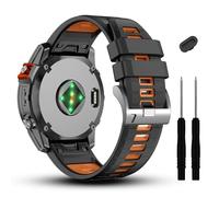 SOMKB 22 mm para Garmin Fenix 7/7 Pro/6/6 Pro/5/5 Plus Correa de reloj, correas de silicona suaves Quickfit para Forerunner 965 955/Approach S70 47 mm/Instinct 2/quatix 7 Smartwatch(Black/Orange)