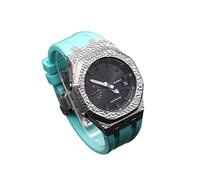 SOMKB Casioak Mod Kit - Carcasa de metal para reloj GA2100 Hammer Correa de goma + funda para GA2110 cubierta de acero inoxidable, talla única, Agate