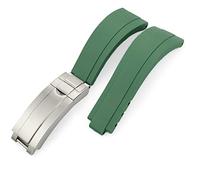 SOMKB Correa de reloj de goma de 20 mm y 21 mm para Rolex Submariner GMT Daytona Oyster Perpetual Yacht Master Slide Lock Hebilla Correa de silicona (Color: Verde, Tamaño: 20 mm)