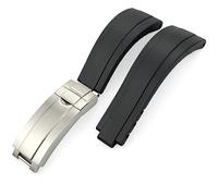 SOMKB Correa de reloj de goma de 20 mm y 21 mm para Rolex Submariner GMT Daytona Oyster Perpetual Yacht Master Slide Lock Hebilla Correa de silicona (Color: Negro, Tamaño: 20 mm)