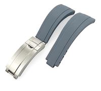 SOMKB Correa de reloj de goma de 20 mm y 21 mm para Rolex Submariner GMT Daytona Oyster Perpetual Yacht Master Slide Lock Hebilla Correa de silicona (Color: Gris, Tamaño: 20 mm)