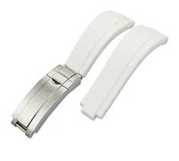 SOMKB Correa de reloj de goma de 20 mm y 21 mm para Rolex Submariner GMT Daytona Oyster Perpetual Yacht Master Slide Lock Hebilla Correa de silicona (Color: Blanco, Tamaño: 20 mm)
