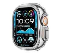 SOMKB Cubierta de metal para Apple Watch Ultra 2 S10 42 mm S10 46 m 49 mm 45 mm Marco de caja Parachoques protector iWatch Series 9 8 7 6 5 SE 44 MM Cambio de bisel a Ultra(Bright Silver,44mm)