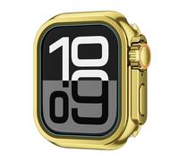 SOMKB Funda de protección de Metal para Apple Watch 46mm 45mm 44mm funda protectora de marco para iWatch Series 10 9 8 7 6 5 SE cambiar a Ultra 2 49mm(Bright Gold,46mm)