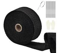 SOMLAW 15M*50MM Cinta Anticalorica Escape, Escape Moto Aislante Termico, Cinta Aislante de Fibra Termica + 15 Bridas Inoxidable