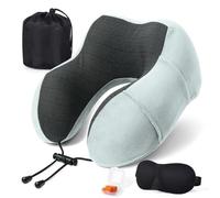 SOMLAW Almohada de Viaje para Cuello, Cojin Cuello Viaje de Espuma Viscoelástica Ideal para Avión, Tren y Coche, Cojin Cervical Viaje, Almohada Cervical Viaje con Antifaz, Tapones y Bolsa