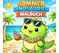 Sommer Dinosaurier Malbuch für Kinder - Niedliche Dino Strand Abenteuer: 22 Ausmalbilder + Leerseiten | Alter 3-6