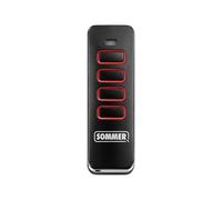 Sommer Pearl S13065-00001 - Transmisor Puerta y Puerta de Garaje - 4 Canales, Frecuencia 434,42 MHz, Negro/Rojo - Compatible con Motorización Sommer
