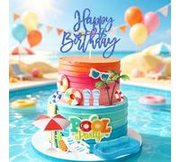 sommer pool party geburtstag kuchen cion playa topper