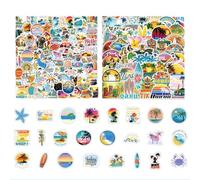 Sommer-Themen-Sticker-Pack para niños, adolescentes y adultos - 120 Pegatinas lindas de verano y playa para botellas de agua, diarios y álbumes, pegatinas impermeables para portátil, maleta,