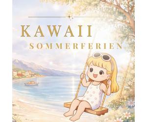 Sommerferien Kawaii Malbuch: Zuckersüße Motive zum Entspannen - 40 süße Motive zum Ausmalen für Kinder & Erwachsene