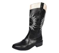 Sommerstiefel Damen Botas largas de Talla Grande para Mujer, Botas de Invierno Europeas y Ante con Bordado, Punta Puntiaguda y tacón Grueso para Mujer. (42)