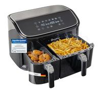 Sommertal HF DUAL 900 Freidora de Aire Doble de 9 litros, freidora de aire con 2 cestas, 2850 W, con función de puerta, sincronización, pantalla táctil, 6 programas, apta para lavavajillas, sin BPA