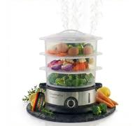 Sommertal Steamy800 Steamer Pot - Vaporizador eléctrico (3 niveles, temporizador, apagado automático, acero inoxidable y apto para lavavajillas, olla a presión, vaporizador, 16 L)