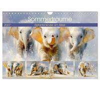 Sommerträume. Elefantenkinder am Meer (Wandkalender 2027 DIN A4 quer), CALVENDO