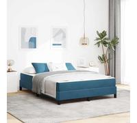 Sommier con colchón tapizado elegante rectangular minimalista Azul 193 x | Cama Tipo Box Spring con Colchón Azul Oscuro 140 x 190 cm Tela, Base de Madera con Somier, Firmeza Media, Resistente 280 kg,