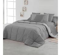 SOMNI HOME Edredon Bicolor Verano Cama 80/90 cm. Tacto Pluma. Colcha Bouti Microfibra Reversible Ligera. Cama Individual. Primavera Verano 200 gr. Color Perla - Gris 180x260