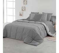 SOMNI HOME Edredón Reversible Nordico Bicolor Cama 135 cm Tacto Pluma. Duvet Nórdico Cálido Suave Comodo. Cama Doble. Calidad 400 gr. Color Perla - Marengo 240x260