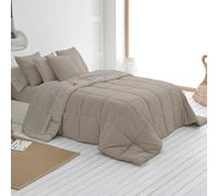 SOMNI HOME Nórdico Edredón Bicolor Cama 100/105 cm Tacto Plumón. Duvet Acolchado Cuadros. Comodo Ligero. Individual. Primavera Verano Otoño 200 gr. Color Beige - Arena 200x260