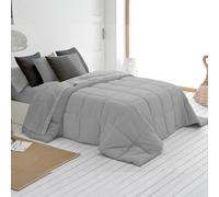 SOMNI HOME Nórdico Edredón Bicolor Cama 100/105 cm Tacto Plumón. Duvet Acolchado Cuadros. Comodo Ligero. Individual. Primavera Verano Otoño 200 gr. Color Perla - Gris 200x260